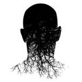 This silouette of a manÃ¢â¬â¢s head morphs into roots